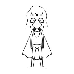 monochrome silhouette faceless with standing girl superhero with short hair vector illustration