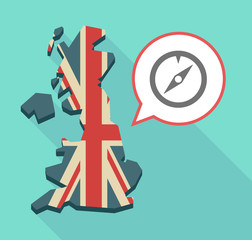 Long shadow UK map with a compass