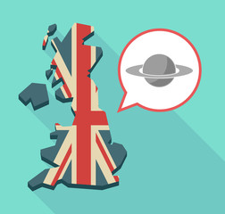 Long shadow UK map with the planet Saturn