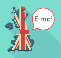 Long shadow UK map with the Theory of Relativity formula