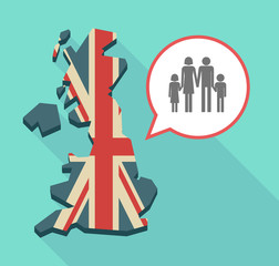 Long shadow UK map with a conventional family pictogram