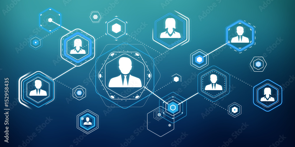 Poster 3D rendering businessman connection interface