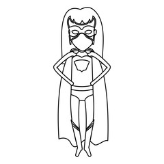 monochrome silhouette faceless of superhero woman flying with hands in your waist vector illustration