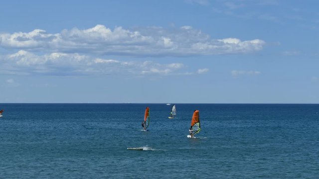 Windsurfing on the Mediterranean sea
