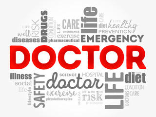 Doctor word cloud collage, healthcare concept background