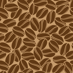 Coffee beans .  Seamless pattern. Vector illustration.