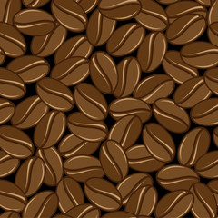 Coffee beans .  Seamless pattern. Vector illustration.
