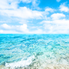 Blue  sea and cloudy sky - Abstract Summer Background