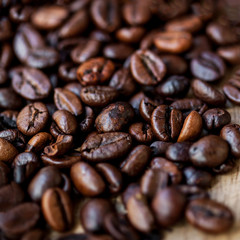 Coffee Beans Caffeine Roasted Brown Espresso wallpaper close up. Fried  Coffee Beans Texture macro