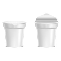 Realistic Template Blank White Noodle Pack. Vector