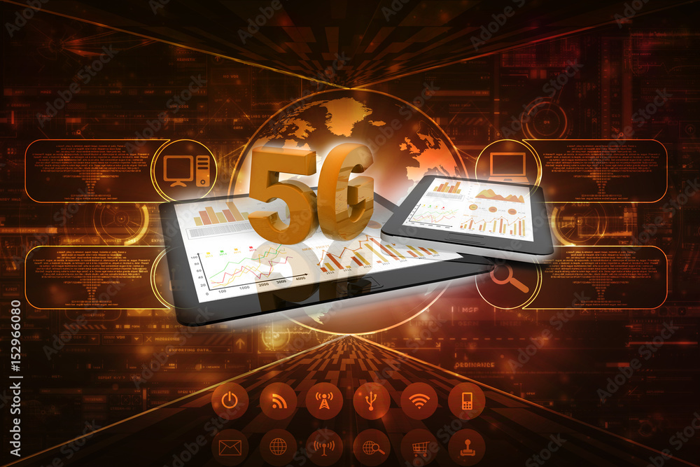Poster 3d rendering 5g network 5g connection with data