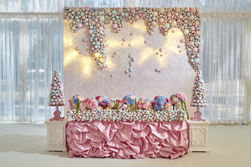 Beautiful, elegant decorations for celebrating a family event. Decorations, rest, beauty, wedding.