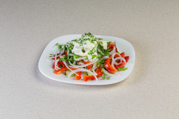 Salad with pepper and sour cream