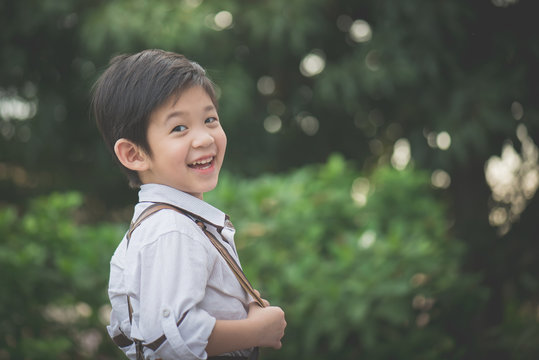 happy asian child outdoor