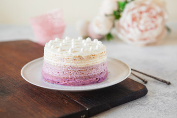 Vanilla and blueberry ombre cake