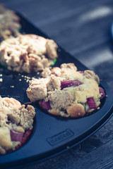 little homemade rhubarb muffin
