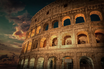 Naklejka premium Rome, Italy. One of the most popular place in world at evening -