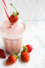Strawberry-banana smoothie with milk or yoghurt