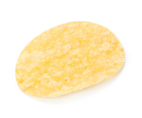 yellow potato chips isolated on white