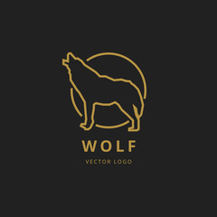 Wolf outline logo. Simple vector image