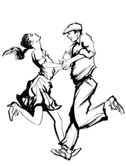 Poster Vrouw en man dansende schommel © Isaxar