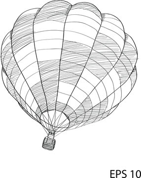 Doodle of Hot Air Balloon Vector Sketch Up line, EPS 10.