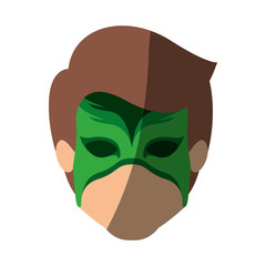 colorful silhouette with faceless kid superhero with mask and without contour and shading vector illustration