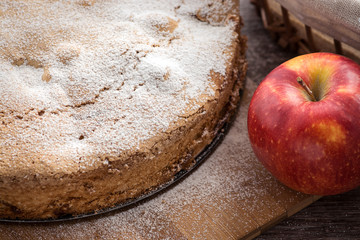 Apple pie with red apples