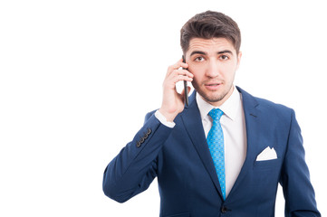 Handsome male lawyer talking on the phone