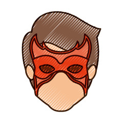 colored pencil silhouette of faceless guy superhero with mask and thick contour vector illustration