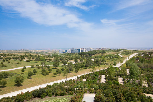 Landscape Of Public Park Named Felipe VI Or Forest Park Valdebebas, In Madrid City, Spain
