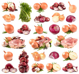 Collection of onions and meat