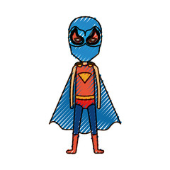 colored pencil silhouette with standing faceless boy superhero vector illustration