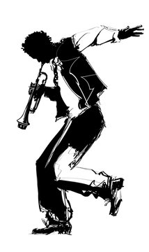 silhouette jazz musician playing trumpet clip art preview