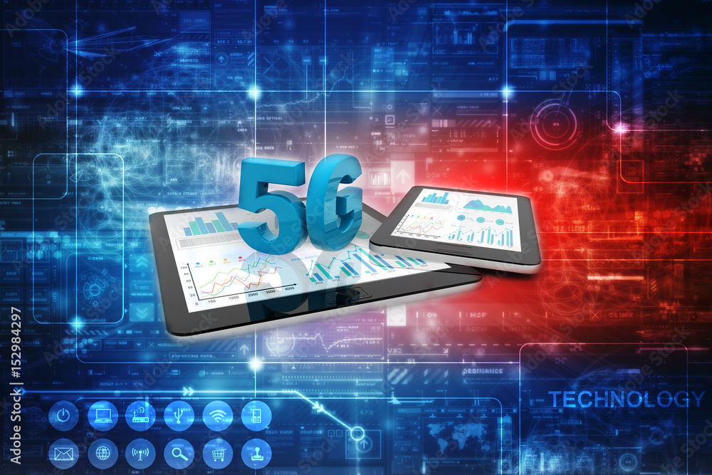 Poster 3d rendering 5g network 5g connection with data