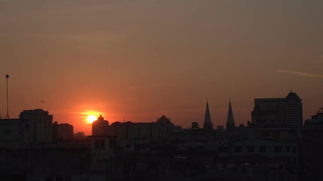 Sunset over skyline Yangon