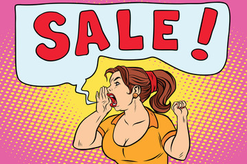 sale pop art woman screaming