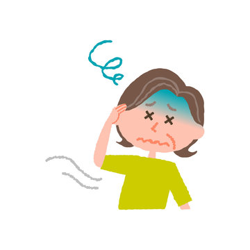 vector illustration of an elder woman feeling dizzy
