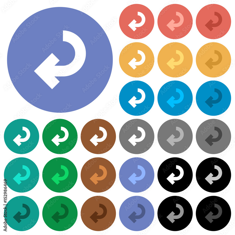 Poster return arrow round flat multi colored icons