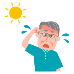 vector illustration of an elder man with heatstroke