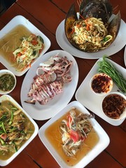Variety of seafood on the table.