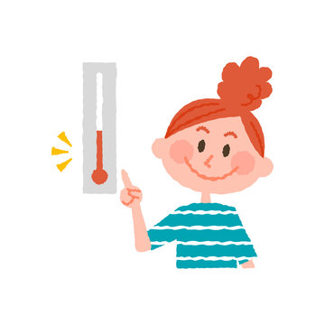 vector illustration of a woman checking the temperature