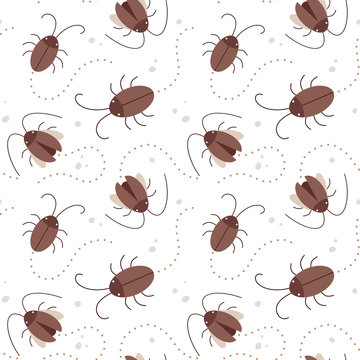 Vector illustration seamless pattern with Cockroach