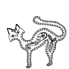 Cat Coloring pet adult vector illustration.