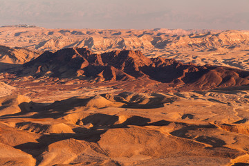 Sunset in the Negev desert. Makhtesh Ramon Crater - obrazy, fototapety, plakaty