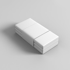 Chocolate White Paper Box Packaging Stick Sachet Mock up for print design. 3D illustration.