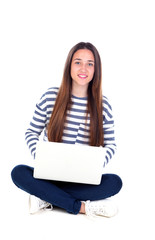 Beautiful young female student with a laptop