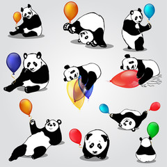 Cute asian bears with balloons