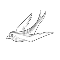 Zen Tangle swallow vector. Zentangle bird color. Coloring book for adults.