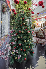 Christmas interior in the lobby shop